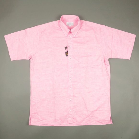 H Stockton Pink Slub Linen Short Sleeve Shirt - Picture 2 of 6